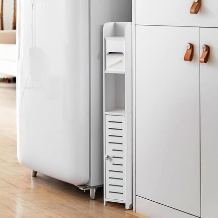 CARLA HOME Slim Bathroom Cabinet with Toilet Paper Holder for Toilet or Laundry Room.