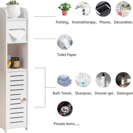 CARLA HOME Slim Bathroom Cabinet with Toilet Paper Holder for Toilet or Laundry Room.
