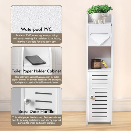 CARLA HOME Slim Bathroom Cabinet with Toilet Paper Holder for Toilet or Laundry Room.