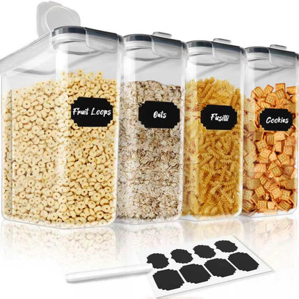 CARLA HOME Airtight Cereal Storage Containers BPA-Free Food Dispensers with Pouring Lids for Pantry & Kitchen (4 Pack 2,5L).
