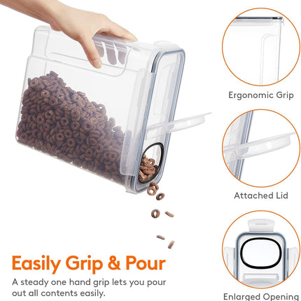 CARLA HOME Airtight Cereal Storage Containers BPA-Free Food Dispensers with Pouring Lids for Pantry & Kitchen (4 Pack 2,5L).
