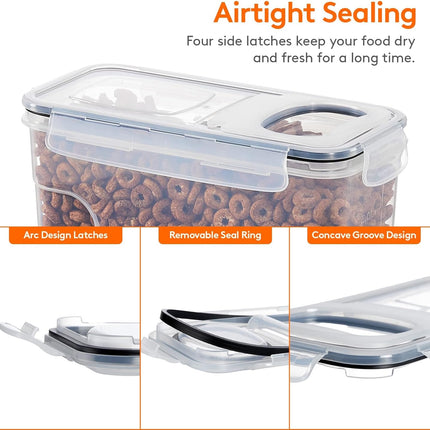 CARLA HOME Airtight Cereal Storage Containers BPA-Free Food Dispensers with Pouring Lids for Pantry & Kitchen (4 Pack 2,5L).