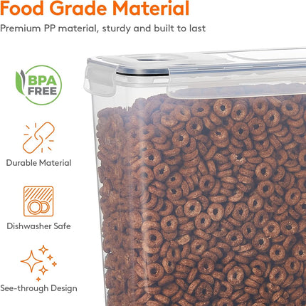 CARLA HOME Airtight Cereal Storage Containers BPA-Free Food Dispensers with Pouring Lids for Pantry & Kitchen (4 Pack 2,5L).