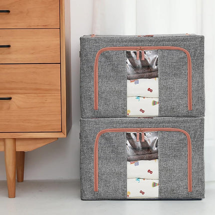 CARLA HOME 3 pack Large Clothes Storage Bins with Lids for Clothing, Bedding, Blankets, Toys (66L capacity - Grey).