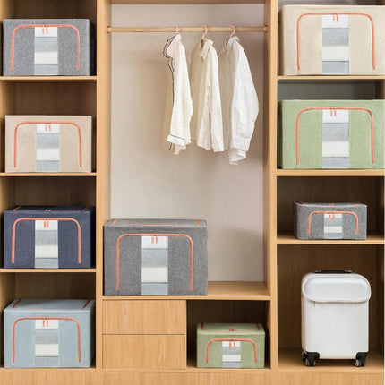 CARLA HOME 3 pack Large Clothes Storage Bins with Lids for Clothing, Bedding, Blankets, Toys (66L capacity - Beige).