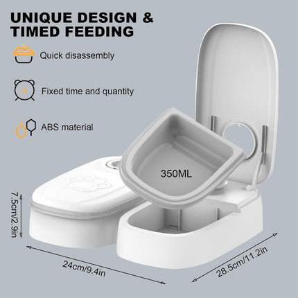 CARLA HOME 2 Meal Automatic Pet Feeder with Timer for Cat & Dog Wet & Dry Food (Dual Bowl 700ML).