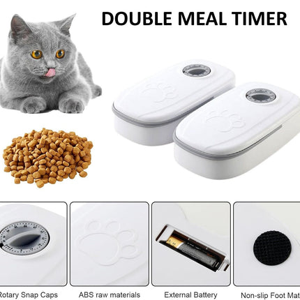 CARLA HOME 2 Meal Automatic Pet Feeder with Timer for Cat & Dog Wet & Dry Food (Dual Bowl 700ML).