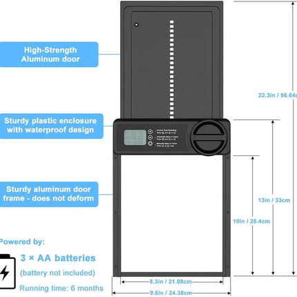 CARLA HOME Automatic Chicken Coop Door Opener with Timer Control, Anti-Pinch Protection, LCD Display & Battery Powered for Backyard Chickens.