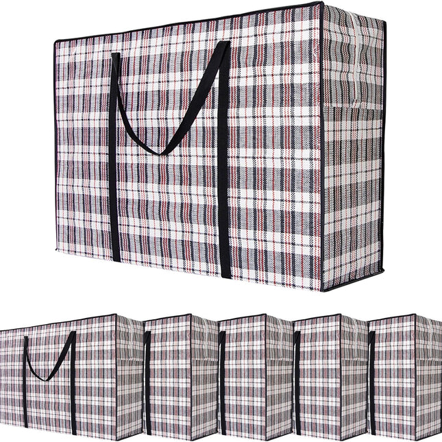 CARLA HOME 6 Pack Large Moving Storage Bags with Zipper & Handles for Clothes, Bedding, Blankets, Dorm & Travel (80x55x25cm).