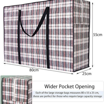 CARLA HOME 6 Pack Large Moving Storage Bags with Zipper & Handles for Clothes, Bedding, Blankets, Dorm & Travel (80x55x25cm).