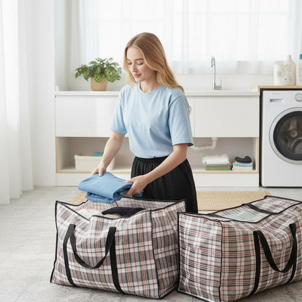 CARLA HOME 6 Pack Large Moving Storage Bags with Zipper & Handles for Clothes, Bedding, Blankets, Dorm & Travel (80x55x25cm).
