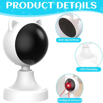 CARLA HOME Interactive Laser Toy for Cats with Adjustable Angle, USB Rechargeable & 2 Speed Modes.