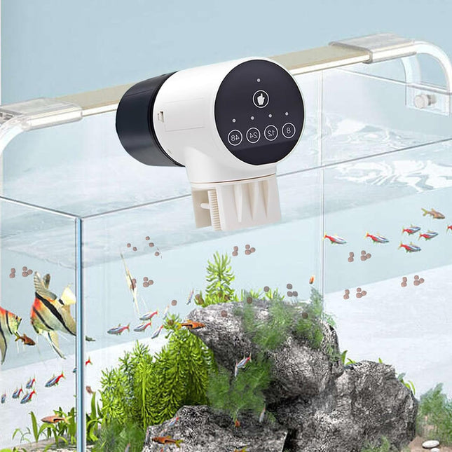 CARLA HOME Automatic Fish Feeder with Timer, Moistureproof Dispenser & Rechargeable Feeding for Aquarium or Tank.