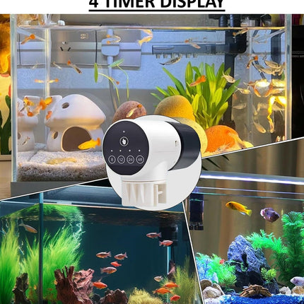 CARLA HOME Automatic Fish Feeder with Timer, Moistureproof Dispenser & Rechargeable Feeding for Aquarium or Tank.