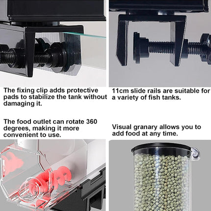 CARLA HOME Automatic Fish Feeder with Timer, Moistureproof Dispenser & Rechargeable Feeding for Aquarium or Tank.