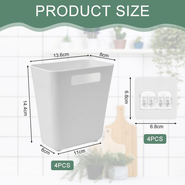 CARLA HOME 4-Pack Self-Adhesive Wall Storage Box for Cabinet Doors, Kitchen, Bathroom & Office.