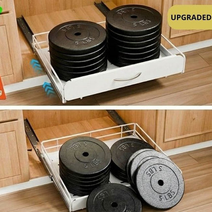 CARLA HOME 2 Pack Pull Out Dish Rack for Kitchen Cabinet with Slide Out Drawer Organizer for Plates, Bowls & Utensils.