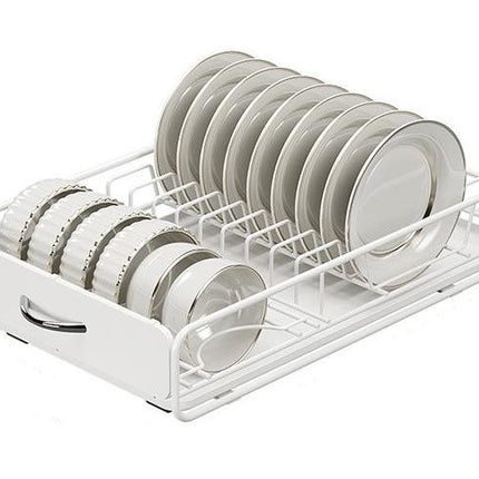 CARLA HOME 2 Pack Pull Out Dish Rack for Kitchen Cabinet with Slide Out Drawer Organizer for Plates, Bowls & Utensils.