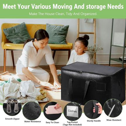 CARLA HOME 12-Pack Large Moving Storage Bags with Zippers & Handles with 95 Liters Capacity for Space Saving, Travel, Camping & Organization (Black).