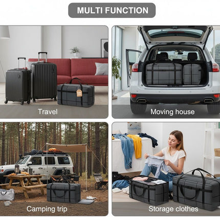 CARLA HOME 4-Pack 180L Extra Large Moving Storage Bags with Handles & Duty Zippered for Clothes, Travel, Space Saving & Camping.