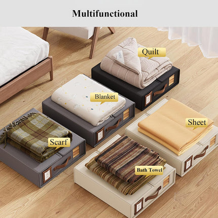 CARLA HOME Bed Sheet Organizer Set of 8 with Handle & Window for Covers, Pillowcases, Blankets, Clothes & Sheets (Black).