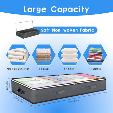 CARLA HOME 8 Pack Underbed Storage Bins with 90L Large Capacity Storage Containers for Comforters, Linen, Pillows, Toys, Towels, Blankets.