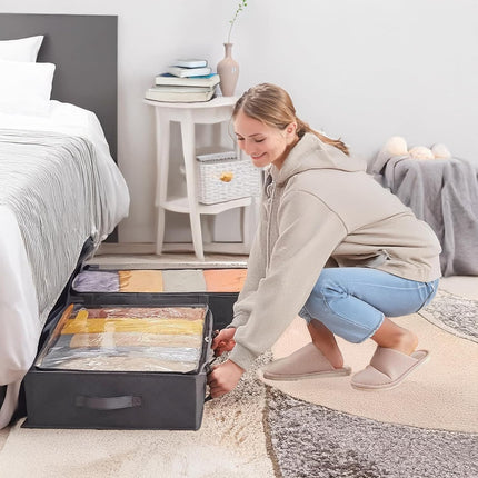 CARLA HOME 8 Pack Underbed Storage Bins with 90L Large Capacity Storage Containers for Comforters, Linen, Pillows, Toys, Towels, Blankets.