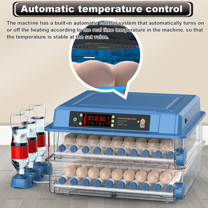 CARLA HOME 128 Egg Incubator with Automatic Turning, LED Display, Humidity & Temperature Control, Auto Water System & Built-in Egg Candler for Chicken, Duck, Quail, Goose.