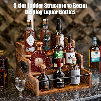 CARLA HOME 3-Tier Liquor Bottle Display Shelf Rack Bar Organizer for Whiskey, Wine, Coffee Syrups, Spirits & Bottles.