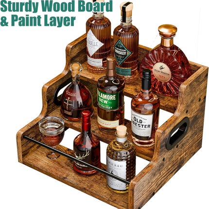 CARLA HOME 3-Tier Liquor Bottle Display Shelf Rack Bar Organizer for Whiskey, Wine, Coffee Syrups, Spirits & Bottles.