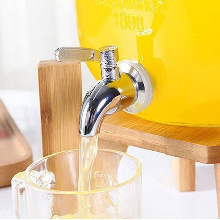 CARLA HOME 5L Glass Drink Dispenser with Metal Stand, Wide Mouth Beverage Jar & Stainless Steel Tap for Lemonade, Iced Tea, Water & Fruit-Infused Drinks.