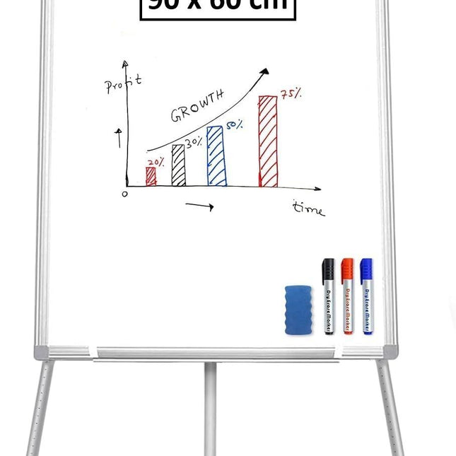 CARLA HOME Whiteboard Easel Portable Magnetic Dry Erase Board with Adjustable Tripod Stand & Height Adjustable for Office & Home (90x60cm).