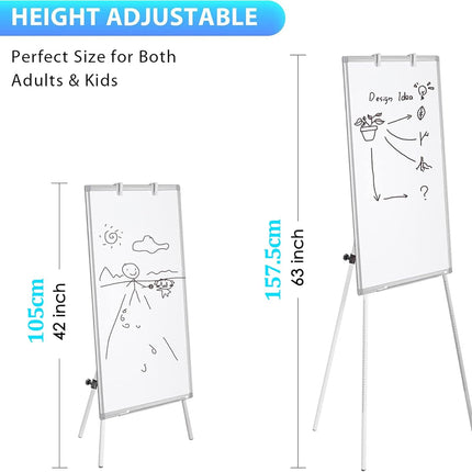 CARLA HOME Whiteboard Easel Portable Magnetic Dry Erase Board with Adjustable Tripod Stand & Height Adjustable for Office & Home (90x60cm).