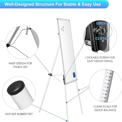 CARLA HOME Whiteboard Easel Portable Magnetic Dry Erase Board with Adjustable Tripod Stand & Height Adjustable for Office & Home (90x60cm).