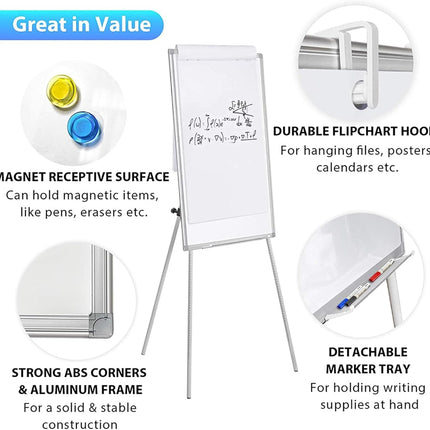 CARLA HOME Whiteboard Easel Portable Magnetic Dry Erase Board with Adjustable Tripod Stand & Height Adjustable for Office & Home (90x60cm).