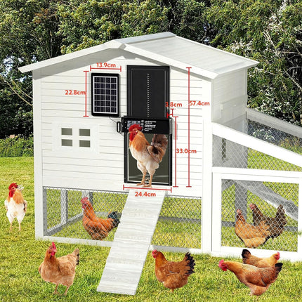 CARLA HOME Automatic Chicken Coop Door Solar Powered with 4 Mode Timer & Light Sensor, Anti-Pinch & USB Charging Port.