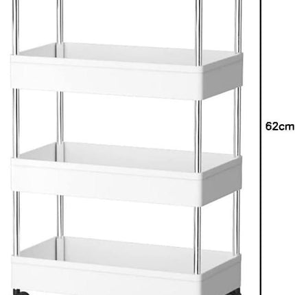 CARLA HOME Slim Storage Cart Organizer Trolley with Wheels for Kitchen, Bathroom, Laundry & Narrow Spaces (4 tier).