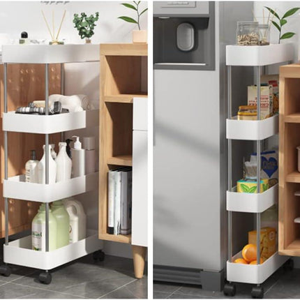 CARLA HOME Slim Storage Cart Organizer Trolley with Wheels for Kitchen, Bathroom, Laundry & Narrow Spaces (4 tier).