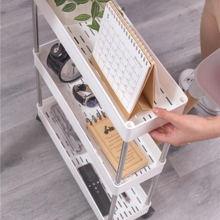 CARLA HOME Slim Storage Cart Organizer Trolley with Wheels for Kitchen, Bathroom, Laundry & Narrow Spaces (4 tier).