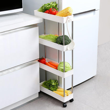 CARLA HOME Slim Storage Cart Organizer Trolley with Wheels for Kitchen, Bathroom, Laundry & Narrow Spaces (4 tier).