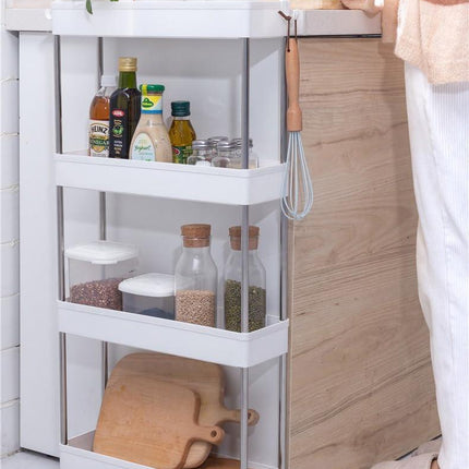 CARLA HOME Slim Storage Cart Organizer Trolley with Wheels for Kitchen, Bathroom, Laundry & Narrow Spaces (4 tier).