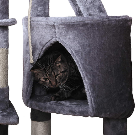 CARLA HOME 120cm Cat Tree for Indoor Cats with Condo, Hammock & Plush Perchfor for Kittens & Adult Cats.