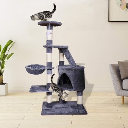 CARLA HOME 120cm Cat Tree for Indoor Cats with Condo, Hammock & Plush Perchfor for Kittens & Adult Cats.