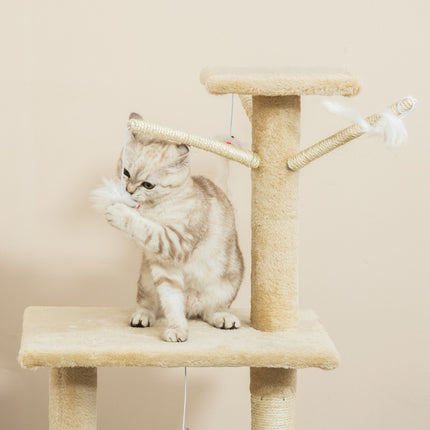 CARLA HOME 134cm Cat Tree for Indoor Cats with Hammock, Plush Perch & Sisal Scratching Posts for Kittens & Adult Cats (Beige).