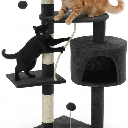 CARLA HOME 140cm Cat Tree for Indoor Cats with Plush Perch, Sisal Scratching Posts & Condo for Kittens & Adult Cats (Dark Grey).