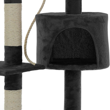 CARLA HOME 140cm Cat Tree for Indoor Cats with Plush Perch, Sisal Scratching Posts & Condo for Kittens & Adult Cats (Dark Grey).
