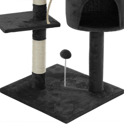 CARLA HOME 140cm Cat Tree for Indoor Cats with Plush Perch, Sisal Scratching Posts & Condo for Kittens & Adult Cats (Dark Grey).
