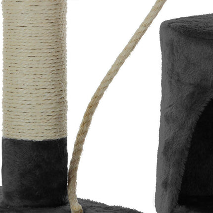 CARLA HOME 140cm Cat Tree for Indoor Cats with Plush Perch, Sisal Scratching Posts & Condo for Kittens & Adult Cats (Dark Grey).