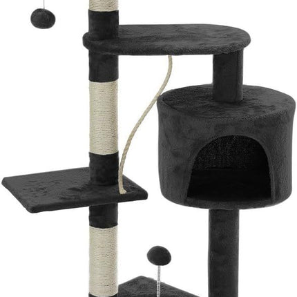 CARLA HOME 140cm Cat Tree for Indoor Cats with Plush Perch, Sisal Scratching Posts & Condo for Kittens & Adult Cats (Dark Grey).
