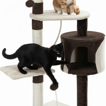 CARLA HOME 140cm Cat Tree for Indoor Cats with Plush Perch, Sisal Scratching Posts & Condo for Kittens & Adult Cats (Beige).